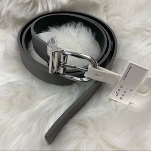 A New Day Gray/Black Reversible Silver Buckle Belt